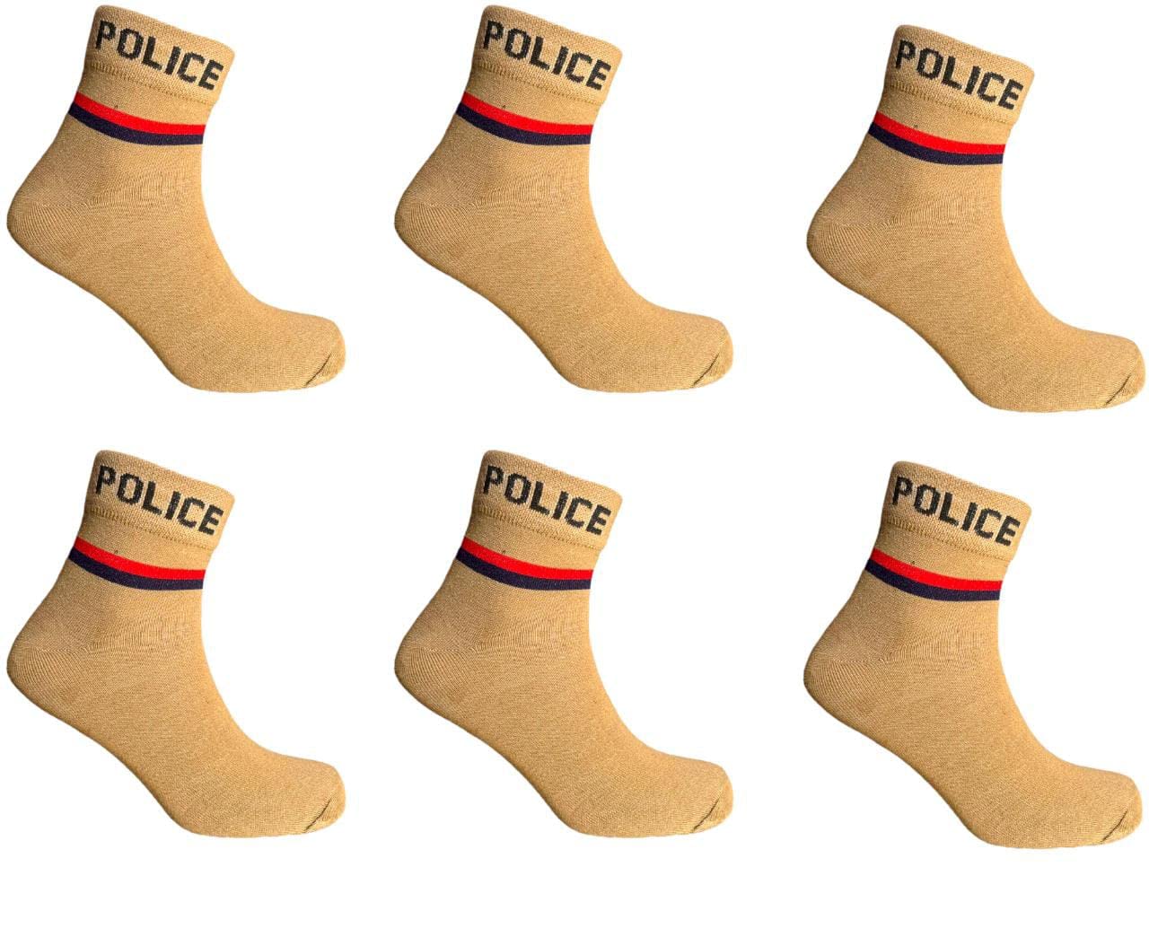Police Ankle Length Cotton Socks For Men Women Khaki Cotton Socks For Men - Pack Of 6 Pairs (Free Size)-image-34