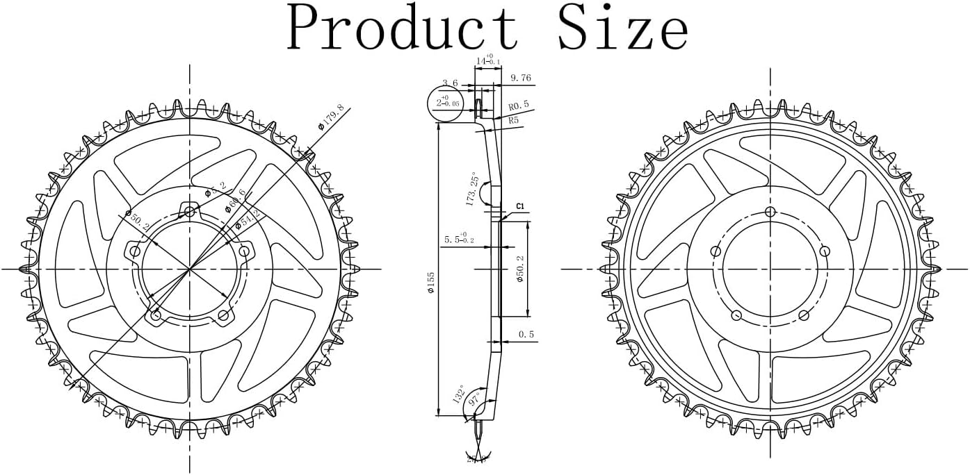 PROWHEEL Electric Bike 42T Chainring for BAFANG BBSHD Mid Mount Motor,Aluminium Alloy 7075 T6 CNC Mid Drive Kit Black Chainring for 9 to 12 Speed,Chainwheel for Electric Bike Conversion Kits