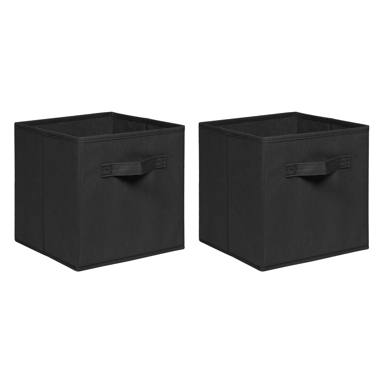 NICEME Foldable Cube Storage Unit Boxes, Non-Woven Fabric Storage Boxes Set, Clothes Drawers for Shelves, 26.5x26.5x28 cm (Black, Set of 2) — image 1