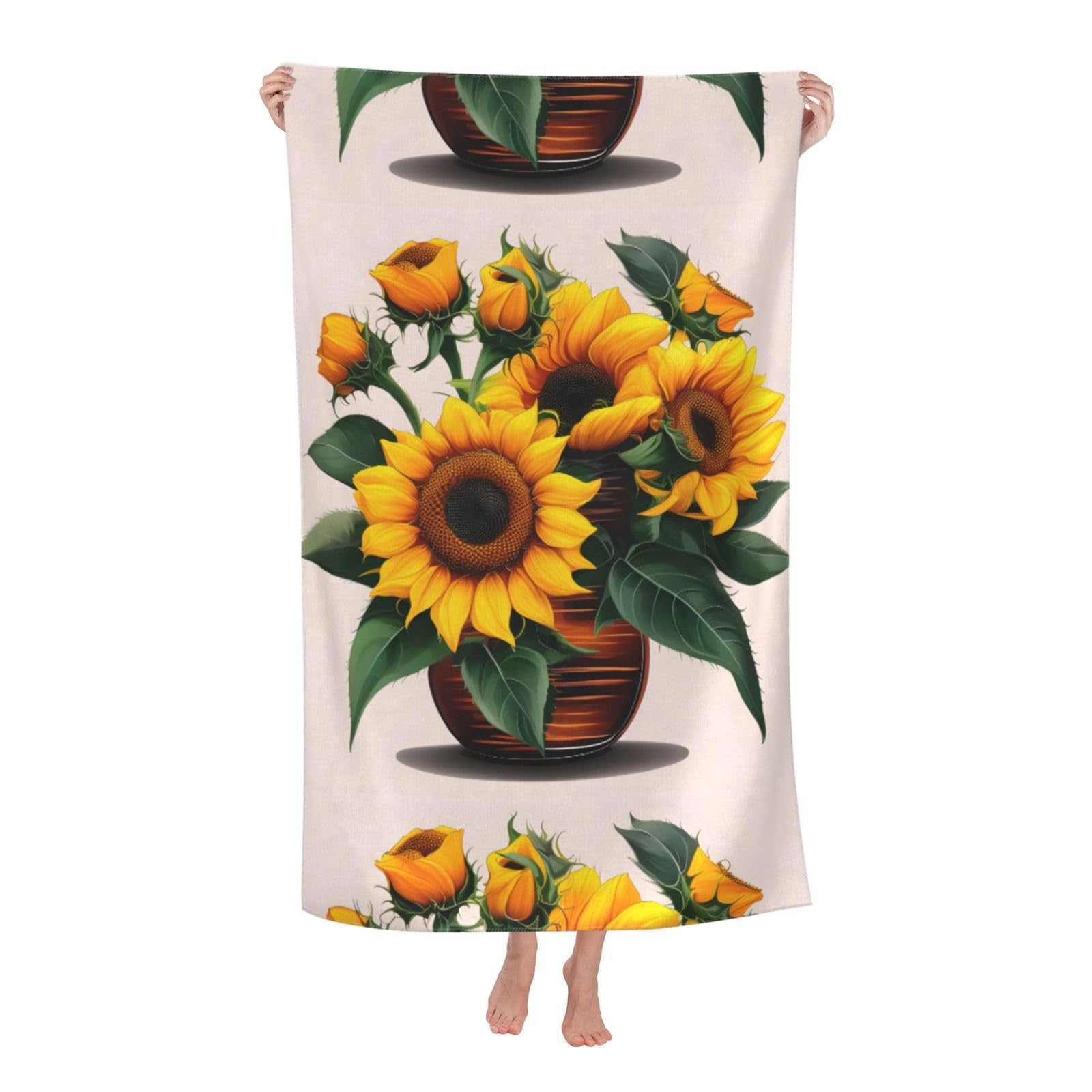 Sunflower And Rose Print Adult Beach Towels,Beach & Pool Towel,Beach Towels,Towels For Camping