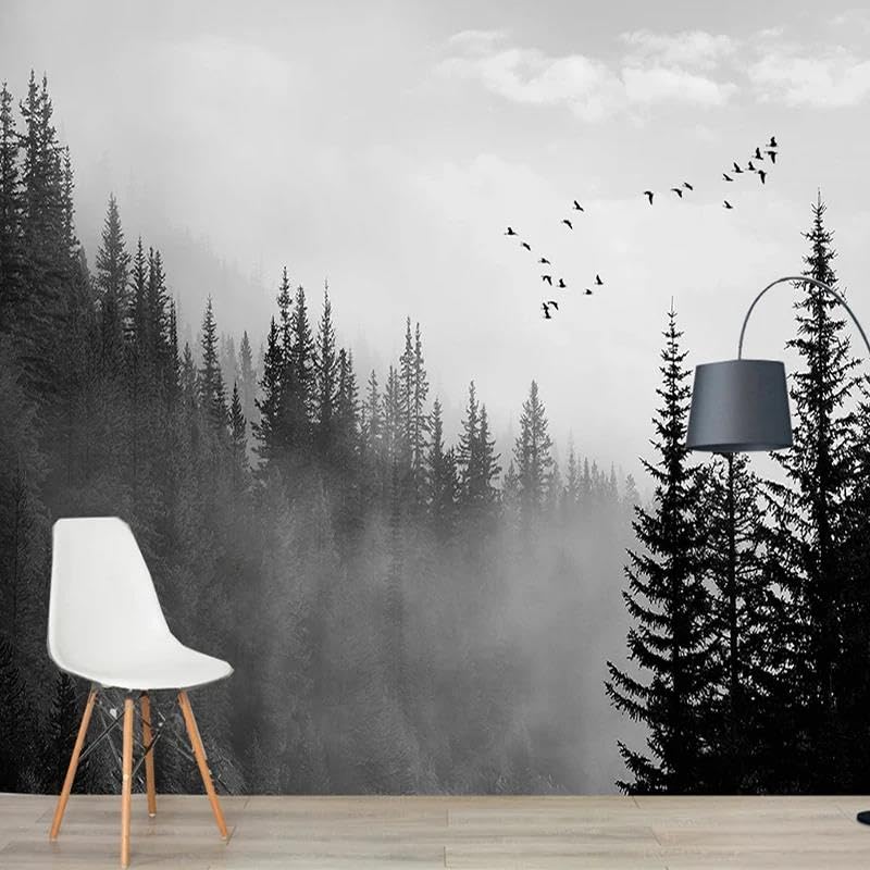 Papier peint 3d paysage forestier ILIYA pour agrandir un salon et masquer les défauts