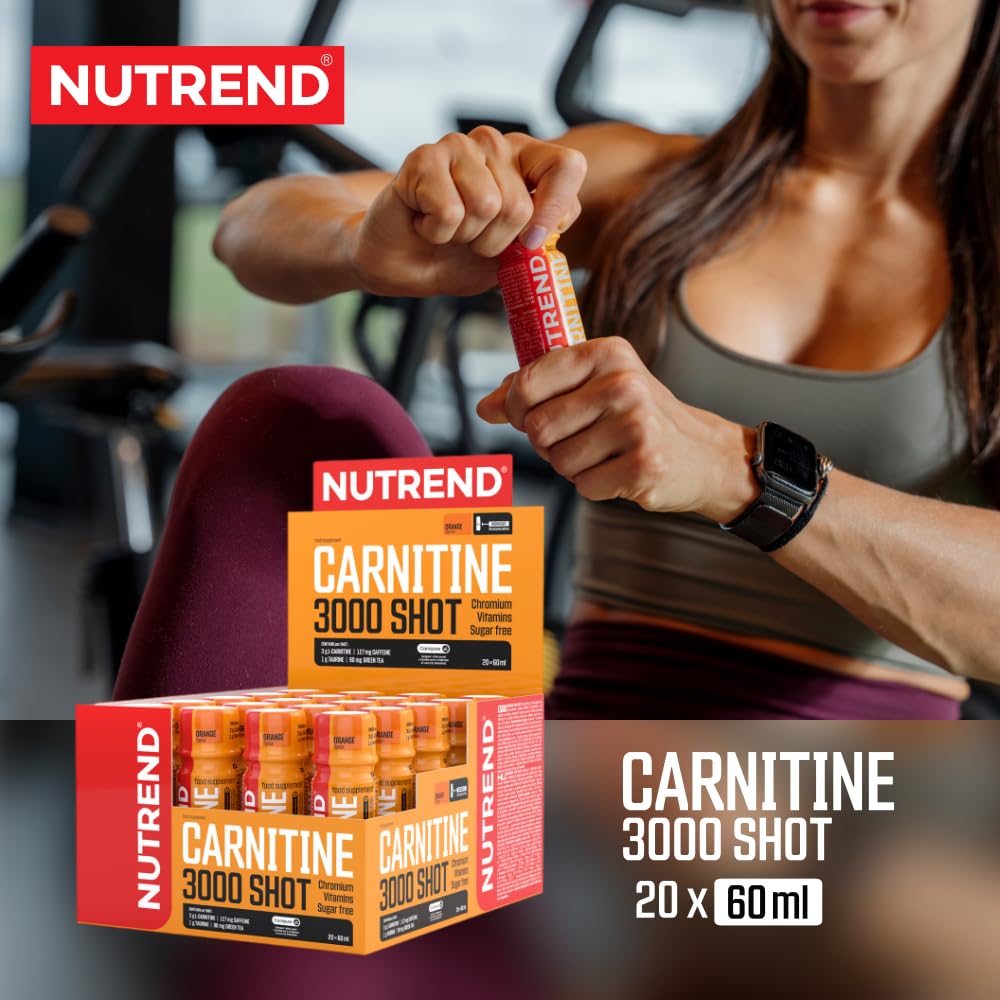 Nutrend Carnitine 3000 Shot, Fast-Absorbing Liquid L-Carnitine Supplement, Orange