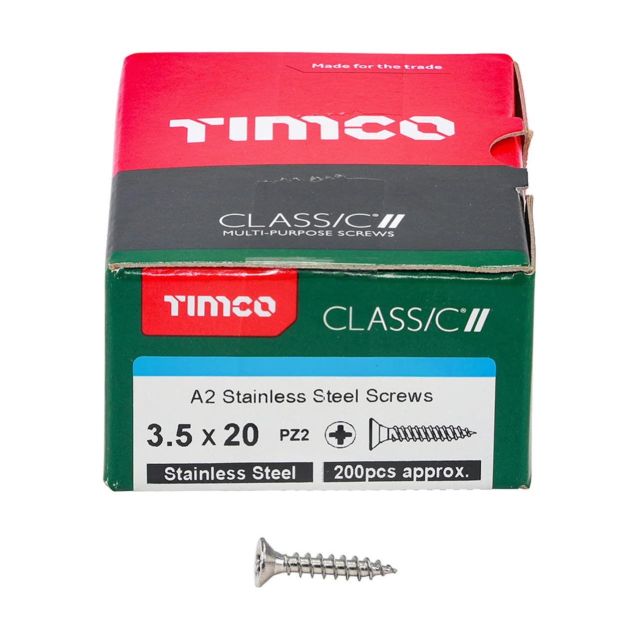 TIMCO Classic Multi-Purpose Screws - 3.5 x 20 - A2 Stainless Steel - Box of 200