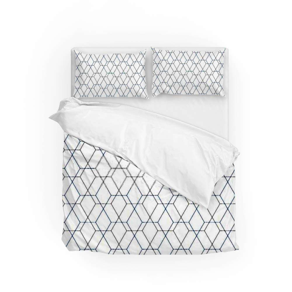 Housse de couette géométrique diamant 3 pièces avec 2 taies d'oreiller lit jumeau en polyester