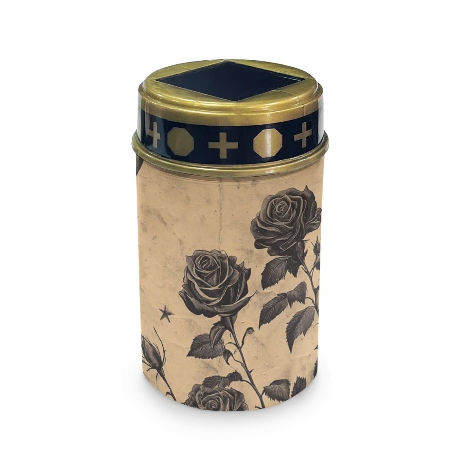 HUGS IDEA Retro Rose Cemetery Lights for Grave Vintage Solar-Powered Grave Lights Memorial Decor Waterproof Solar Lanterns for Gardens, Patios & Religious Tributes