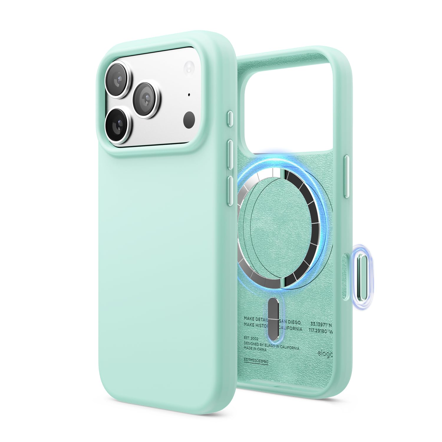 elago Cover Magnetica in Silicone Liquido per iPhone 17 Pro (6,3") – Compatibile con MagSafe, Antiurto, Sottile, Finitura Soft-Touch (Azzurro Acqua)