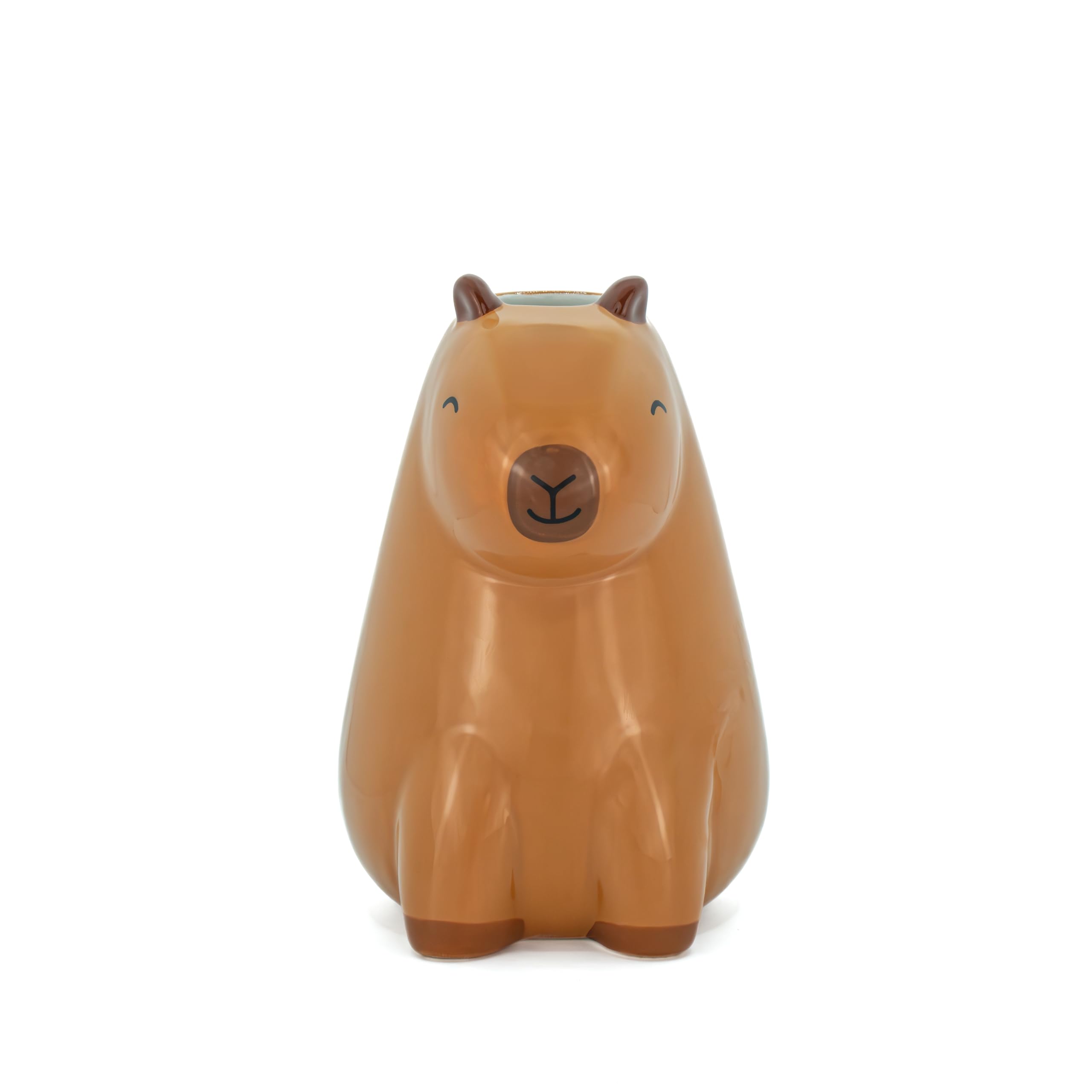 Sass & Belle Orange Brown Capybara Mini Vase - Brown Dolomite Ceramic Table Decoration, Flower Vase For Home Decor, Small Glass Vases For Flowers, Sass And Belle Animal Design