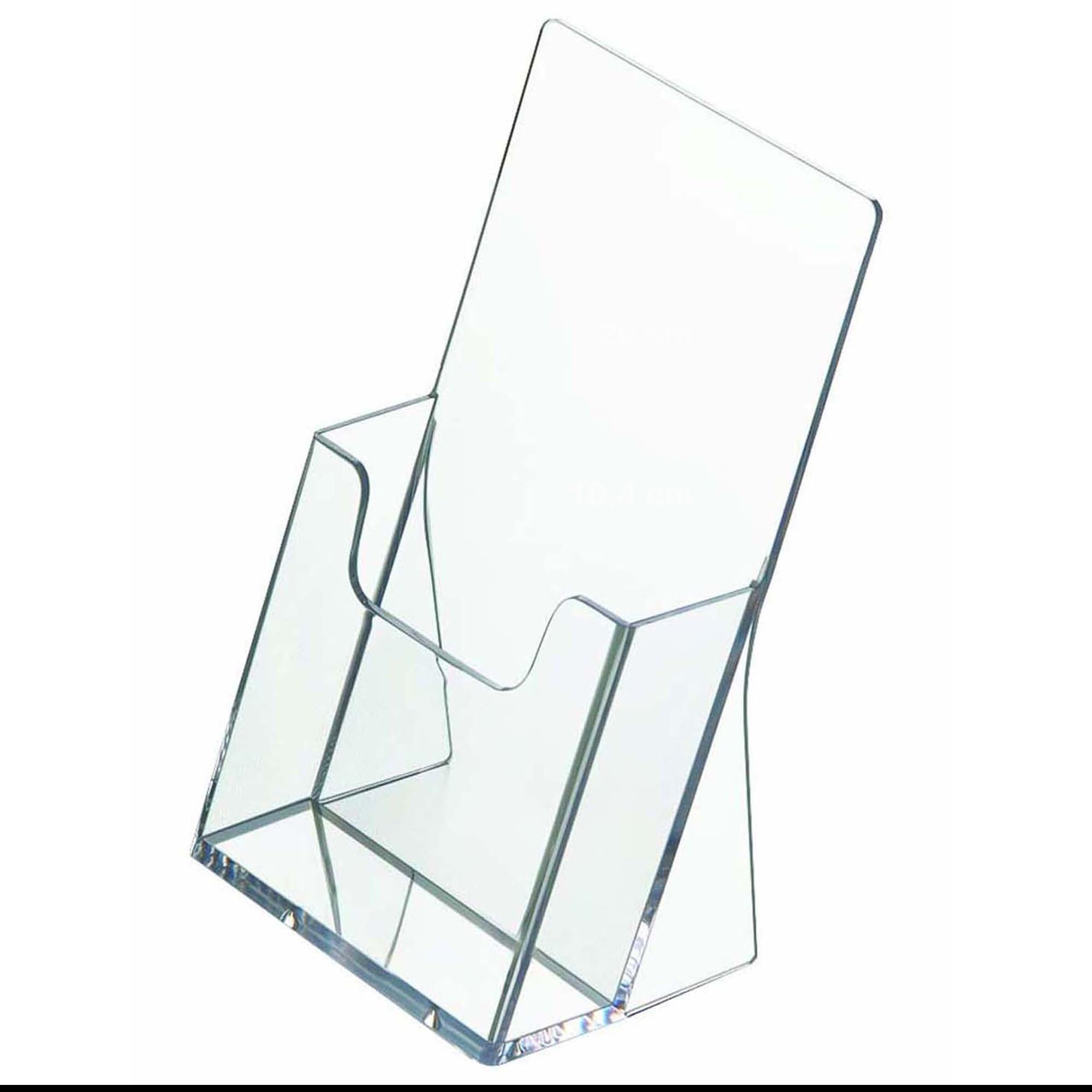 10 Stück Prospektständer DIN lang Hochformat/Prospekthalter Flyer-Ständer Werbung Aufsteller Tisch-Prospektständer/Prospektbox/Werbung, glasklar