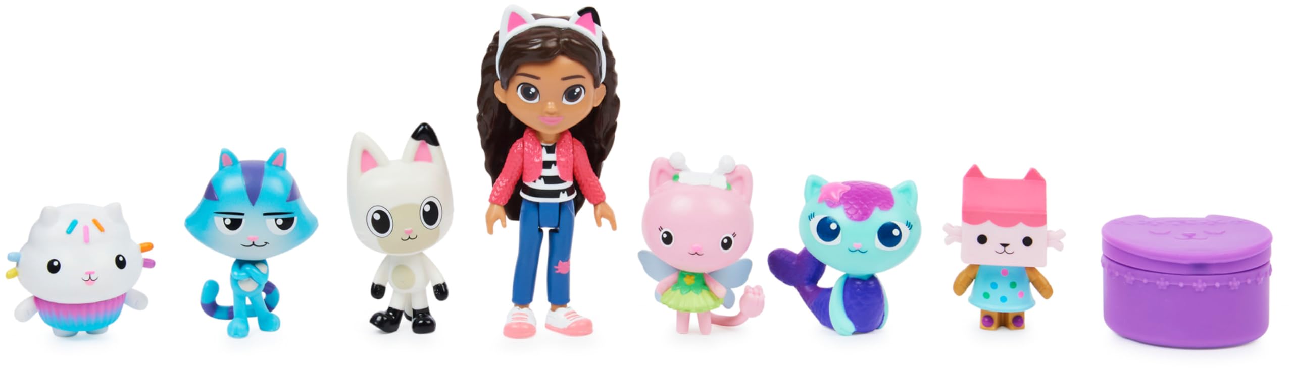 Gabby et la Maison Magique - Gabby Dollhouse - Coffret Cadeau Figurines - 7 Figurines Et 1 Accessoire Surprise - Dessin Animé Jouet Maison De Poupée - Jouet Enfant 3 Ans Et +