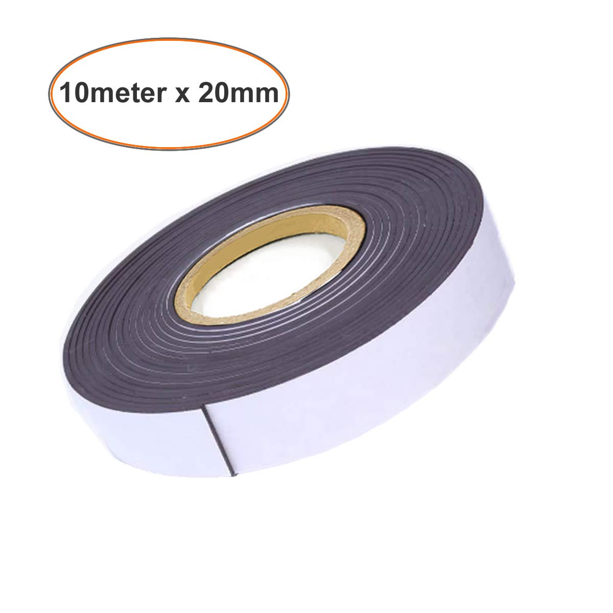 TUKA 10m x 20mm Magnétique Ruban Auto-adhésif, Flexible Autocollante Bande d'aimant, Rouleau Magnétique Adhésif pour Aimanter Photos Signes Pictogrammes Cartes DIY Bricolage, Retaillable TKD9035-2cm