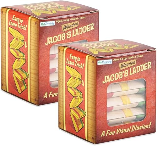 Miniatura 7 de ArtCreativity Juguete de escalera de madera de Jacob, juego de 2, juguetes retro de madera para niños y adultos, juguetes de ilusión óptica,
