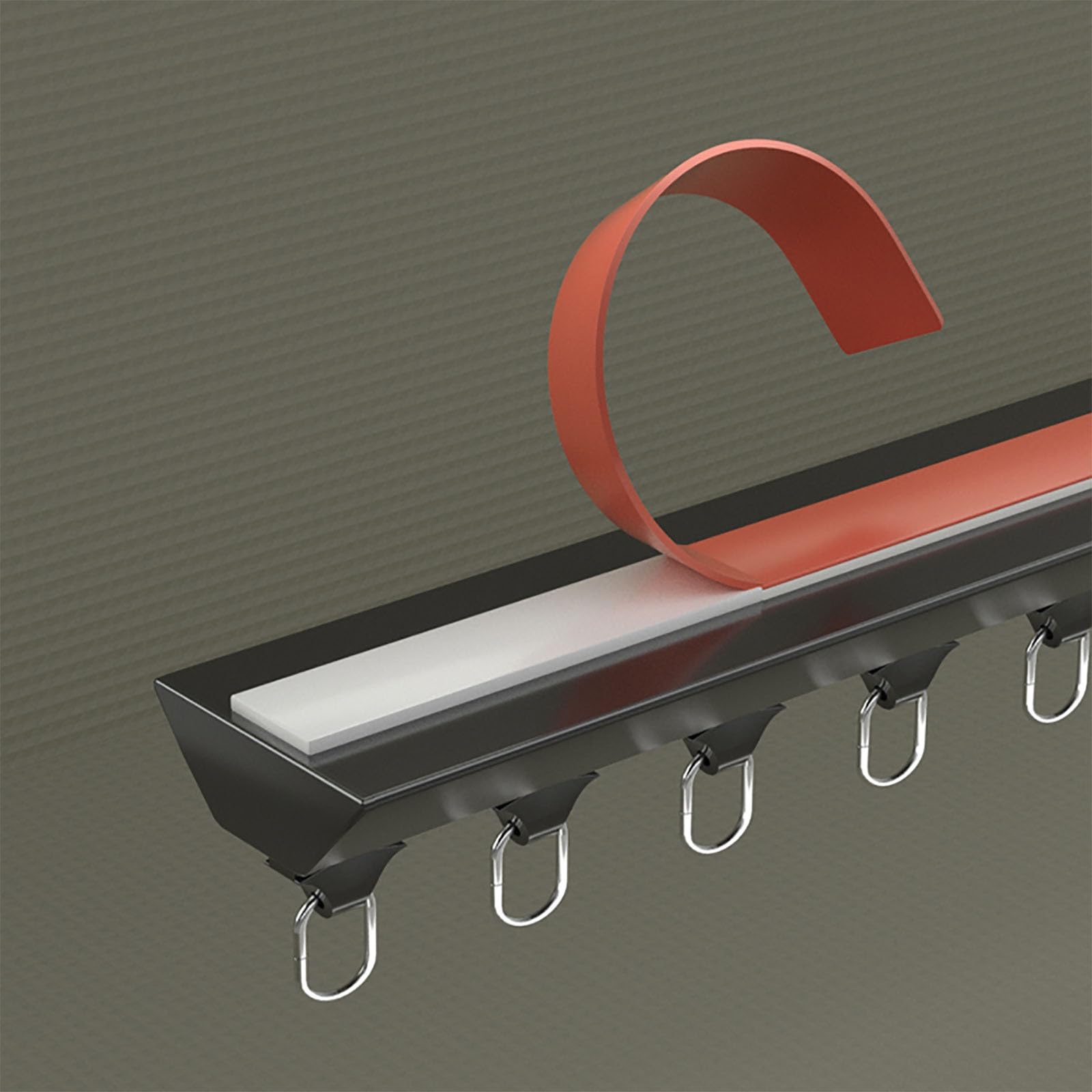 Générique Système de Rail à Rideaux, Rail en Aluminium Auto-adhésif Silencieux de 1,6 m (5,2 pi) - Fixation au Plafond sans perçage pour des Rideaux coulissants en douceu