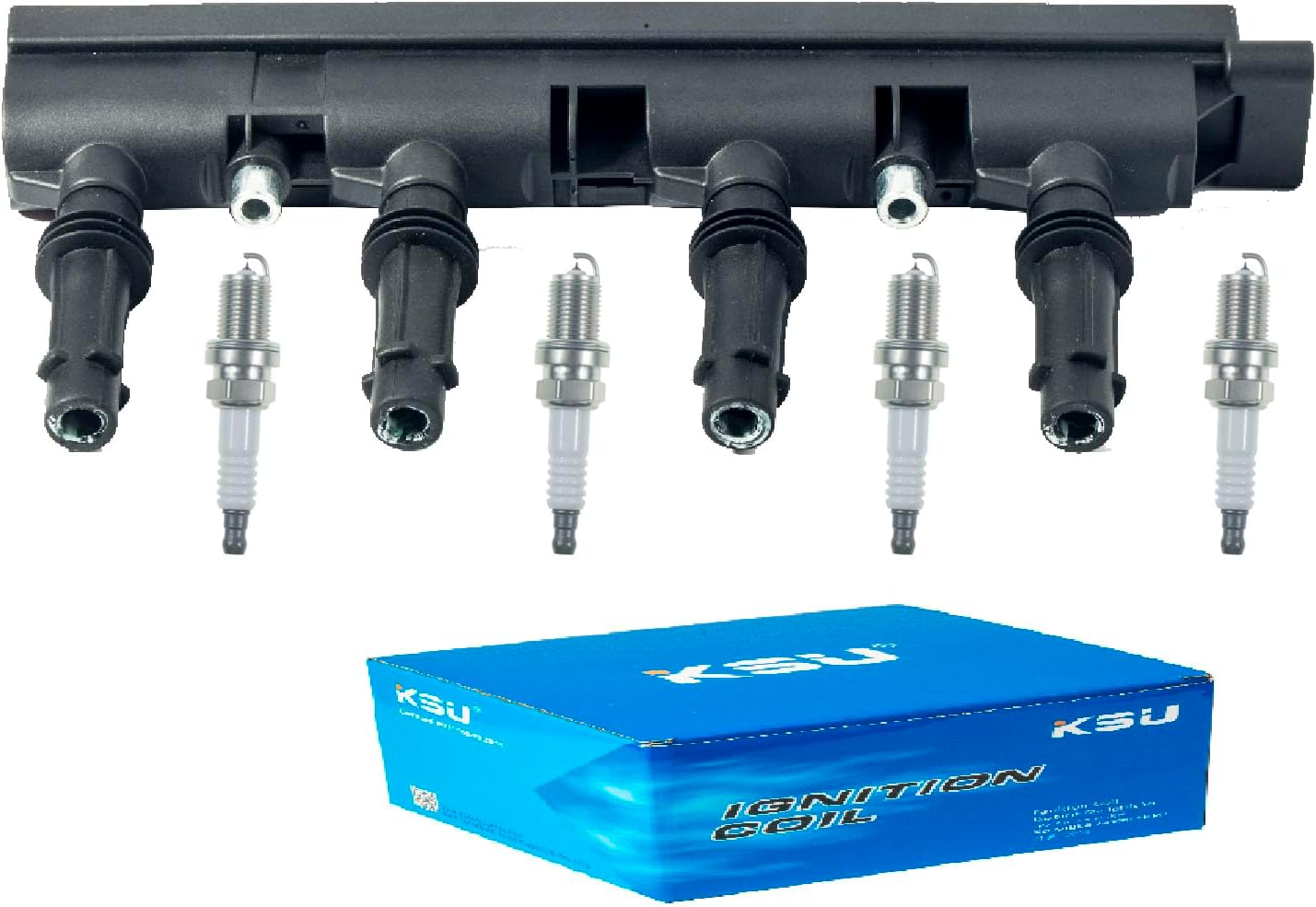 KSU Ignition coil with spark plug for 2011-2015 Chevy Cruze 2016 Cruze Limited 2012-2018 Sonic Trax 2011-2015 Volt Buick Encore Cadillac ELR 1.4L set of 4 D521C 55577898 55579072 25198623 C1810 UF-669