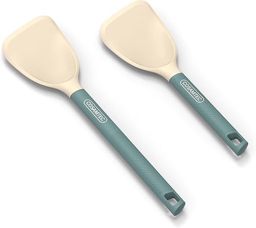 Cosamtec Espátula de silicona antiadherente Turner Fish Steak Egg Pancake Flipper con mango de nailon, juego de utensilios de cocina resistentes al
