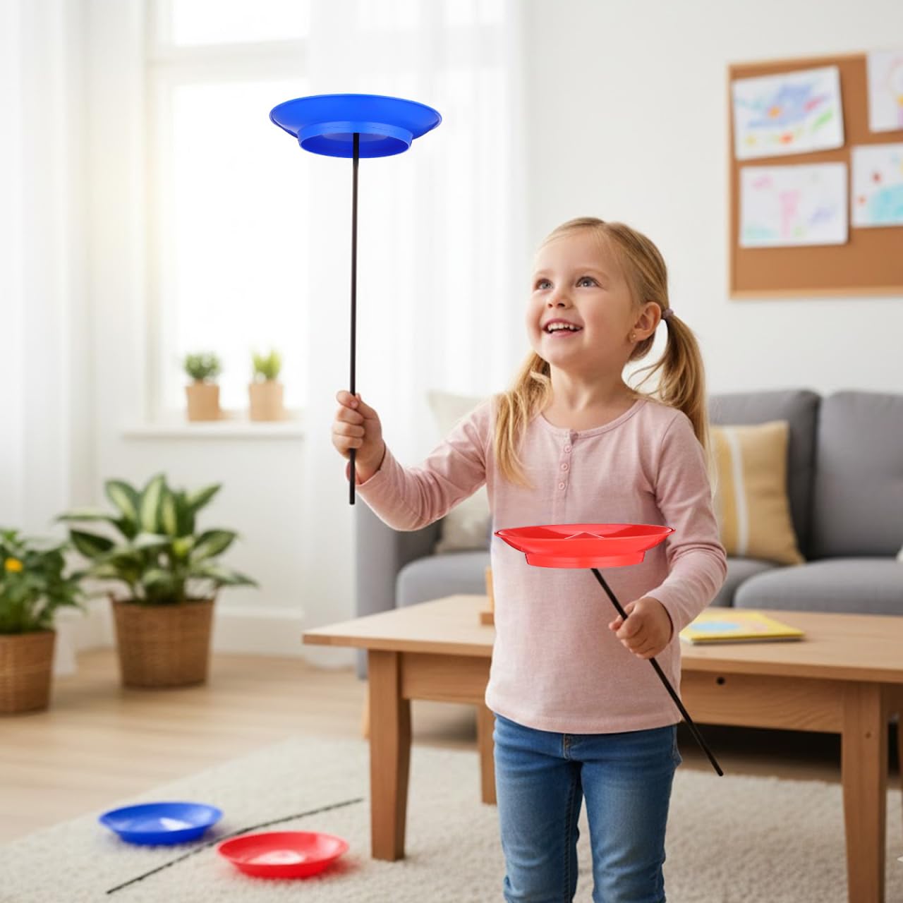 TOYANDONA Set di piatti giocoleria per bambini e adulti colorati con aste per girare e giocoleria giocattolo circo per feste e spettacolo