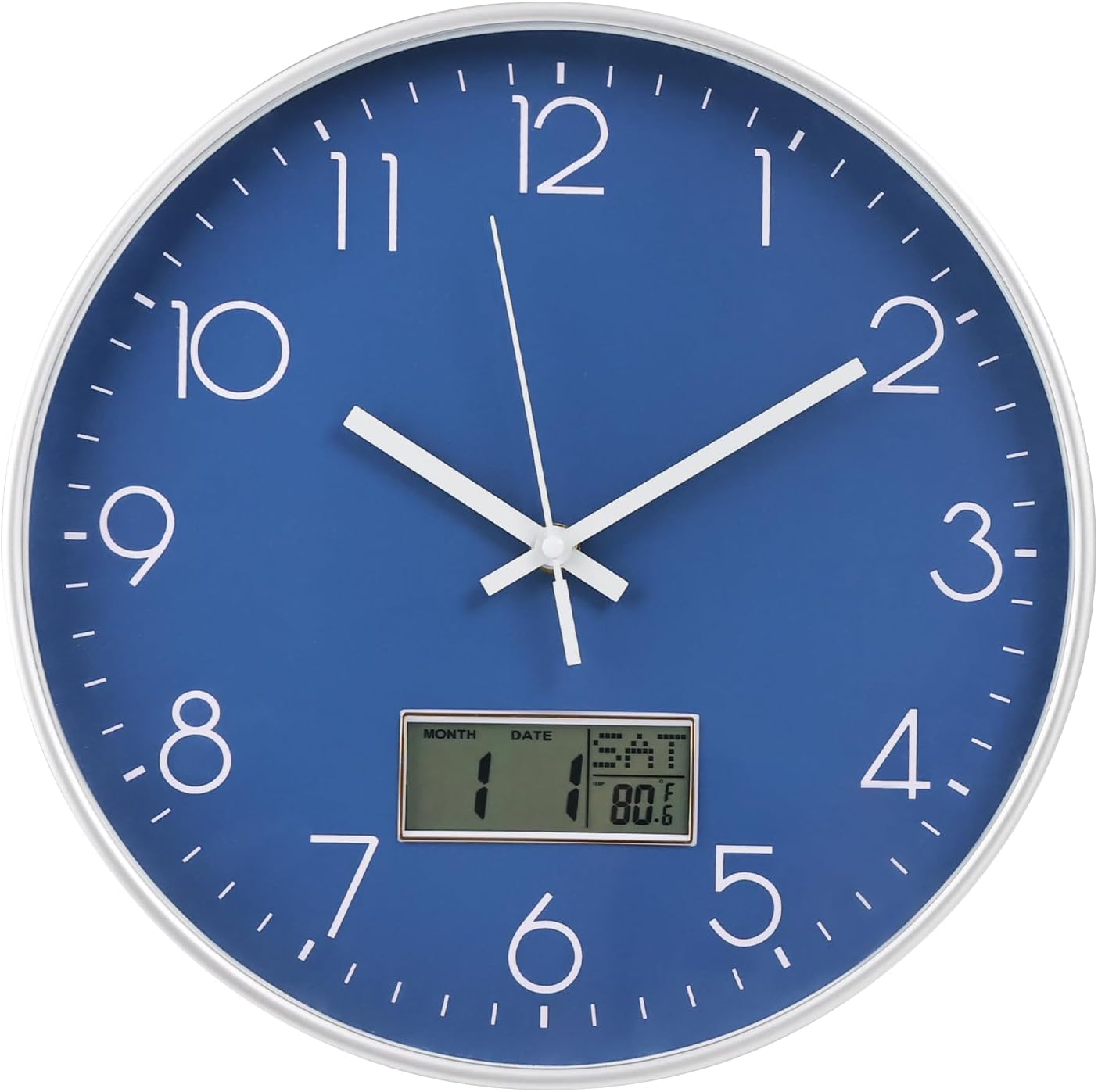 Reloj de Pared con Pantalla LCD y Calendario Perpetuo Moderno Azul
