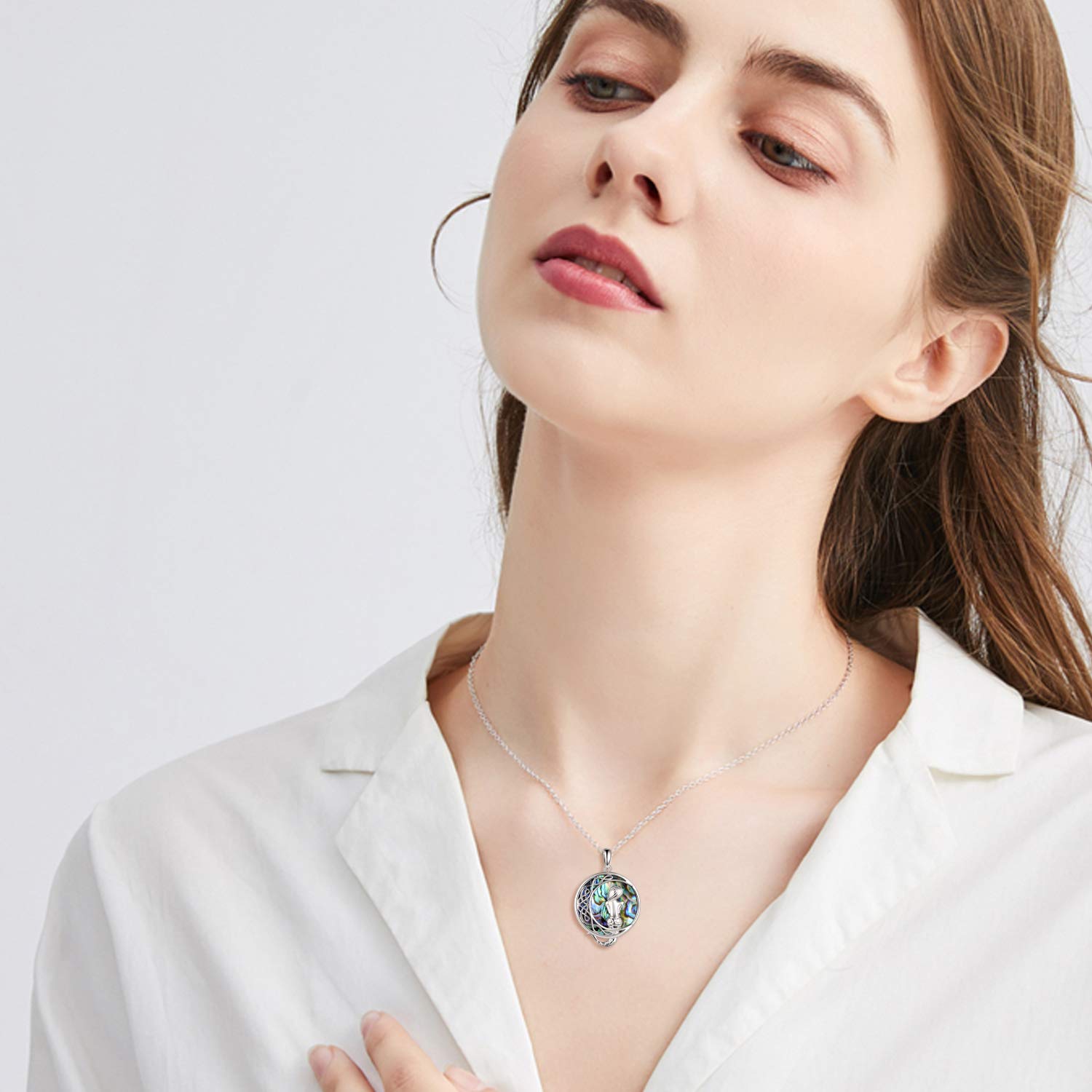 VONALA Collana a forma di sirena, in argento sterling 925, con conchiglia di abalone, ciondolo a forma di sirena, idea regalo per ragazze e figlie, Argento sterling