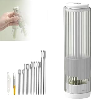 Big Eye Steel Sewing Needles Kit, Upgrade Multi-Purpose Large-Eye Stitching Needle and Thread Kit for Hand Sewing Needle Sewing Tool Set (Green)(Grey)