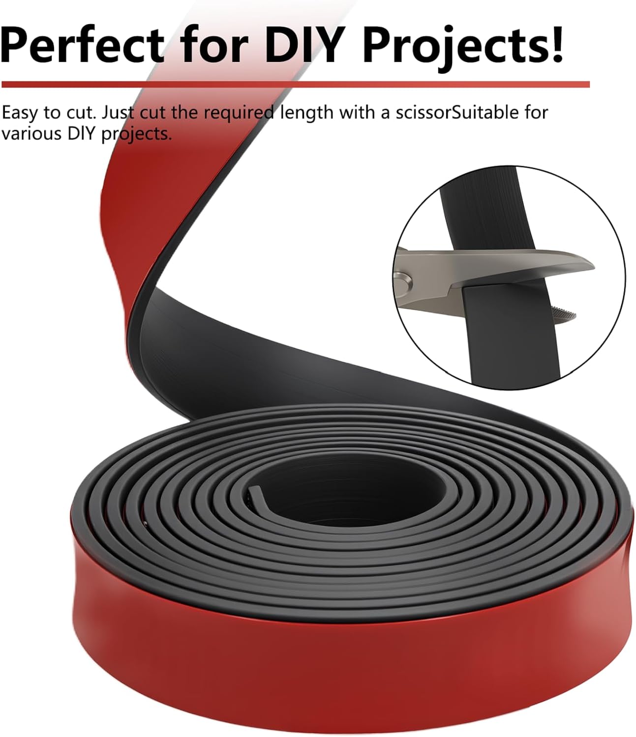 Self-Adhesive Solid Rubber Strip,1/2" W x 1/16" T x 180" L