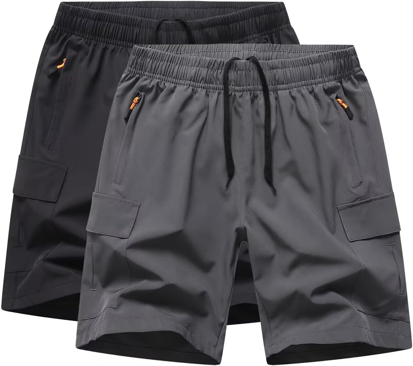 Boys Cargo Shorts, Outdoor Quick Dry Hiking Shorts, Lightweight Athletic Short with Zipper Pockets