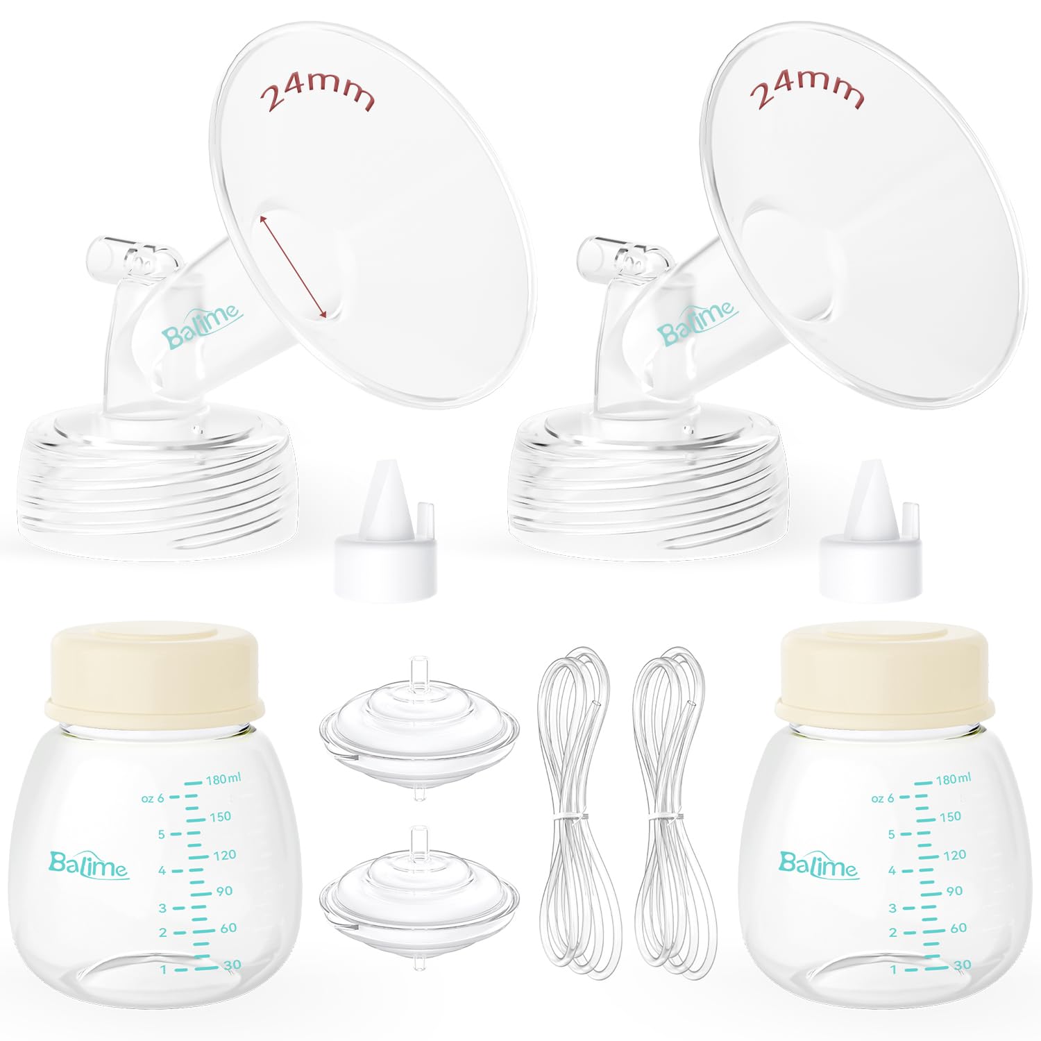 Breast Pump Parts Compatible with Spectra S1/S2/9 Plus, Full Set Replacements Include 24mm Flanges, Valves