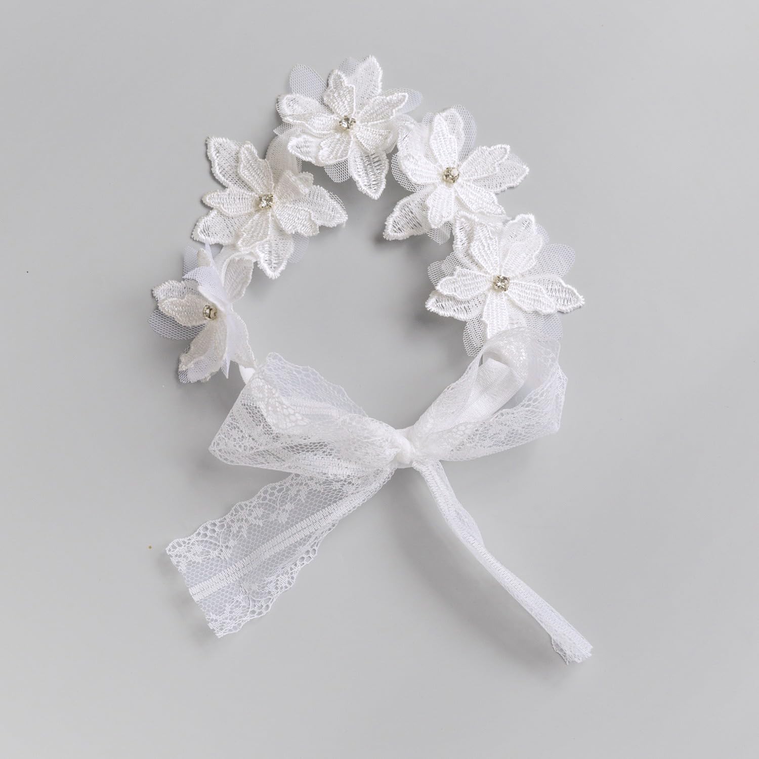 1 Piece Baby Hair Band Girls Lace Rhinestones Flowers Hair Band Headbands Headband Baby Hair Accessories Headdress for Party Wedding Christening Family Photo Photography