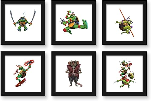 Trends International Gallery Pops Nickelodeon Teenage Mutant Ninja Turtles Mutant Mayhem - Paquete de arte de pared de personajes (paquete de 6)
