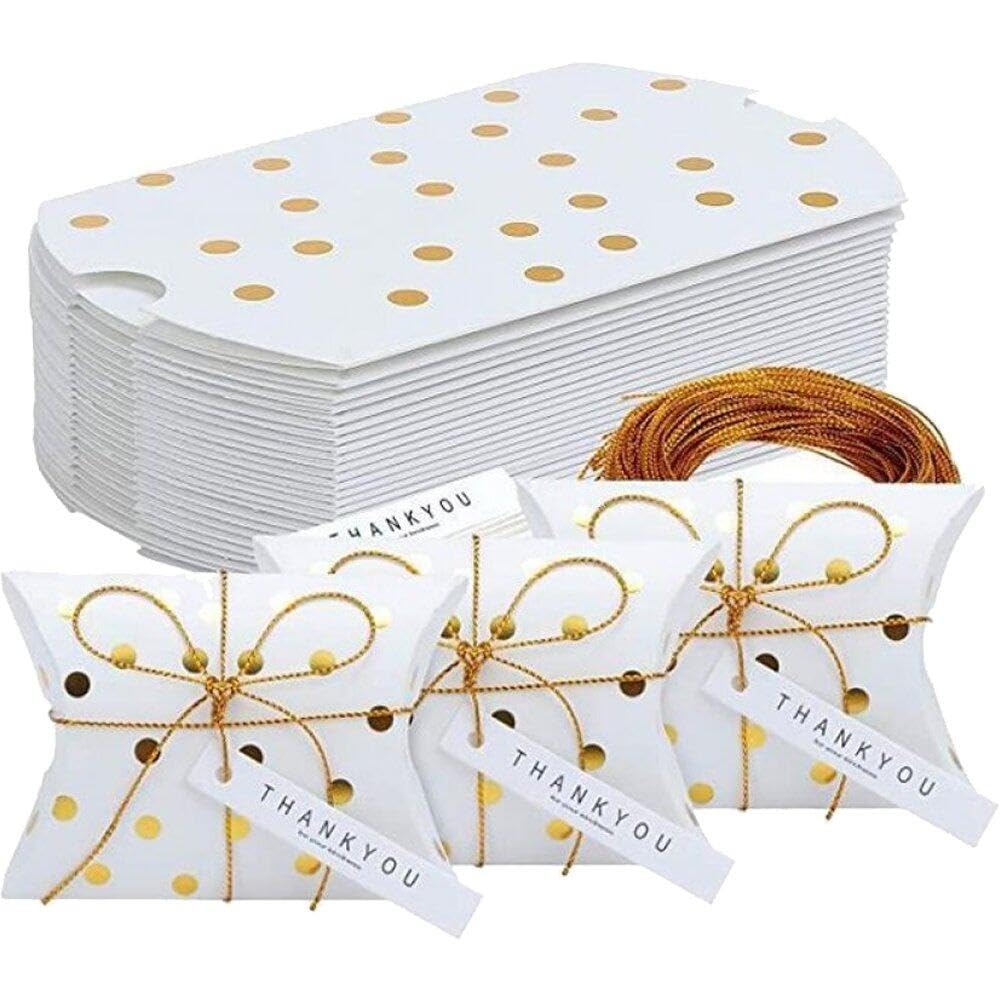 Hrippy Pillow Boxes Wedding Favour Box 50pcs/set Kraft Paper Candy Jewellery Box Vintage Gift Box Party Bags for Annivesary