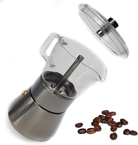 EXPLORATION GADGET Olla Moka de vidrio de borosilicato expreso visualmente agradable y totalmente delicioso