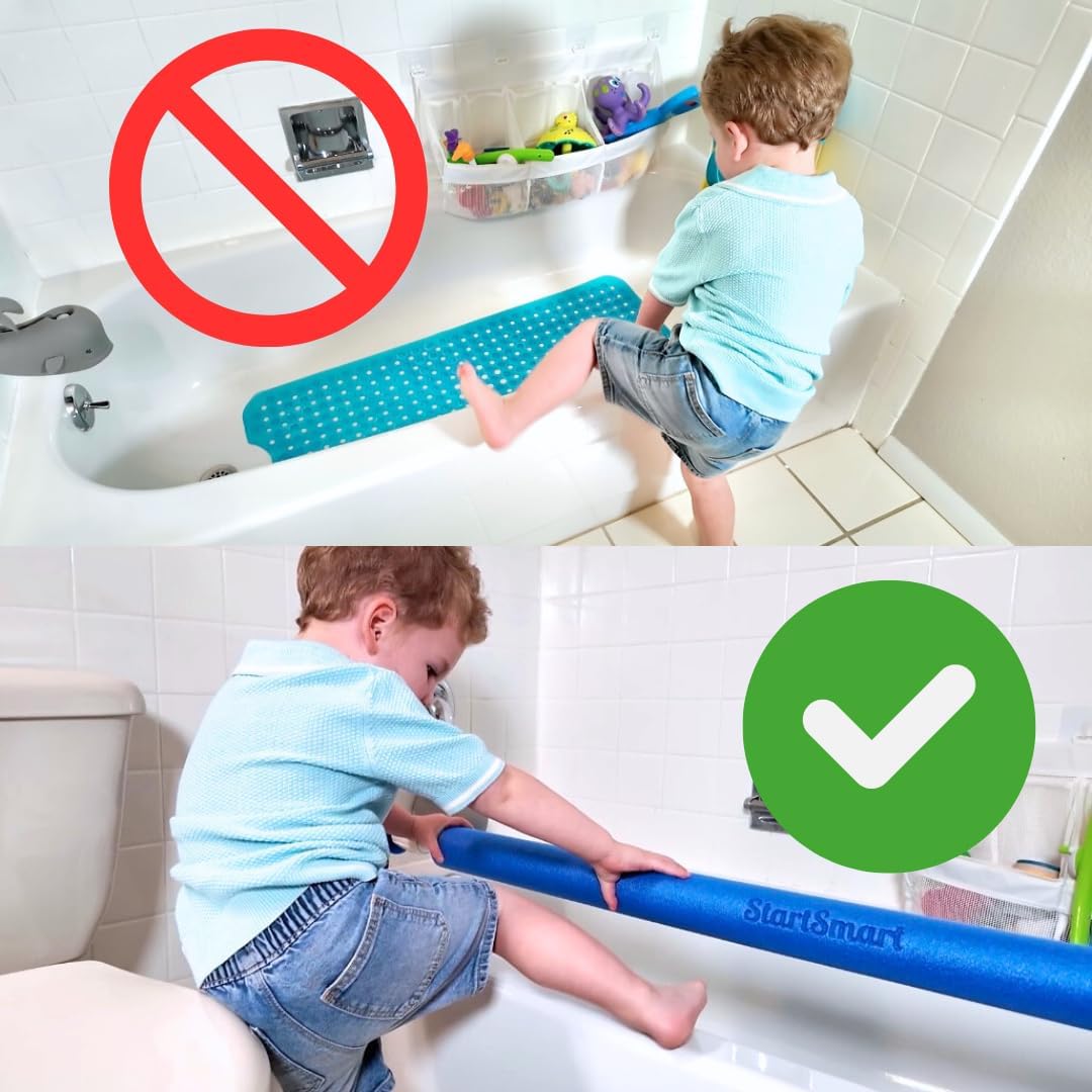 Bathtub Baby Gate Toddler Safety Bar - Non Slip Adjustable Height Bar for Baby Proofing, Child Proof Toddler Bath, Kids Bathroom Child Safety Products (Gray)