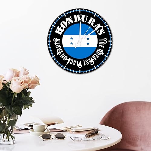 Miniatura 5 de ArogGeld Reloj de pared de PVC con bandera de Honduras, el mejor lugar en la tierra, reloj de pared redondo para amantes de Honduras, 10 pulgadas,