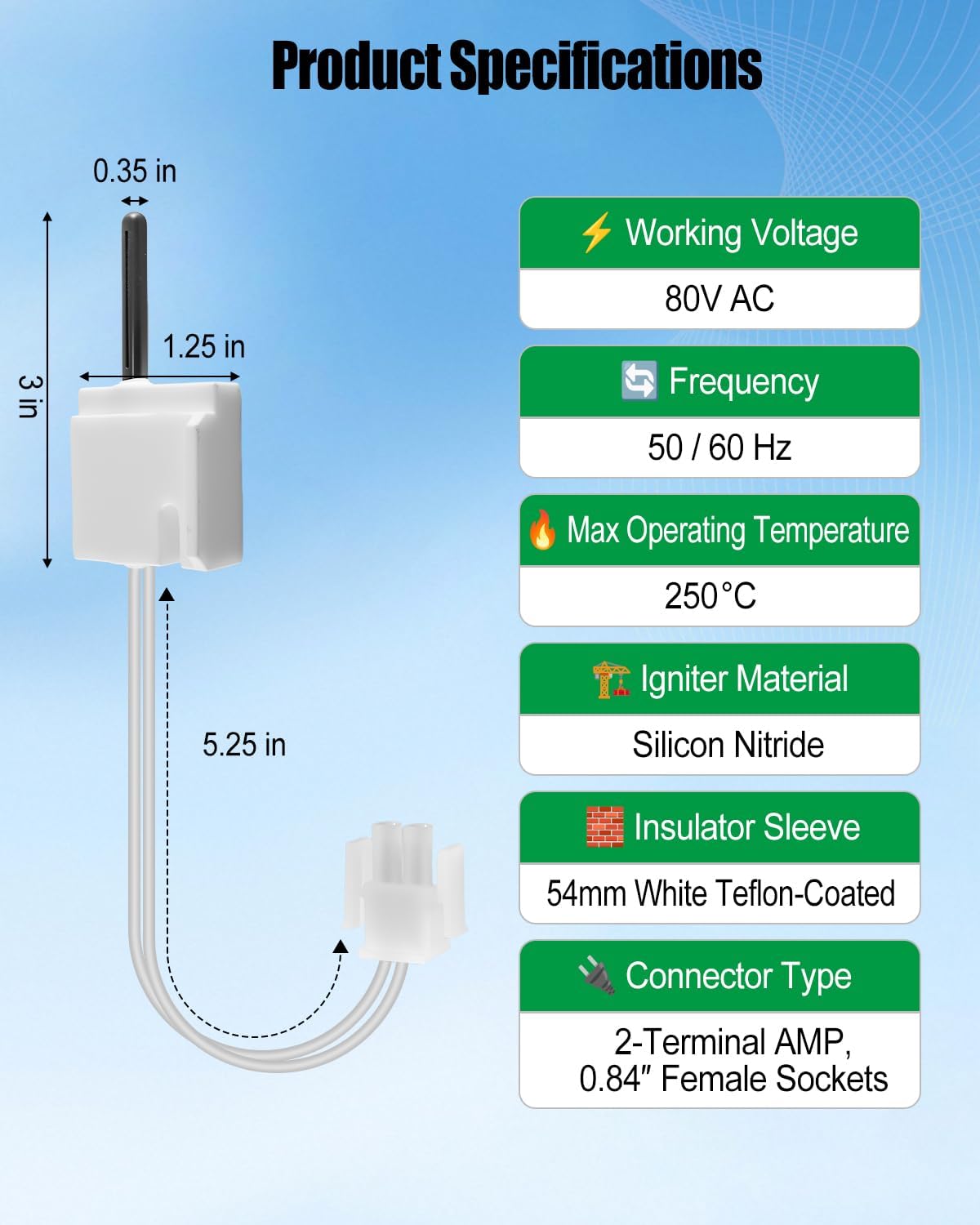 768A-845 Hot Surface Ignitor Compatible with Trane Furnaces Emerson White-Rodgers, 80V Silicon Nitride Ignitor Replace 768A-5 IGN00104 X13130524010 B340970P01