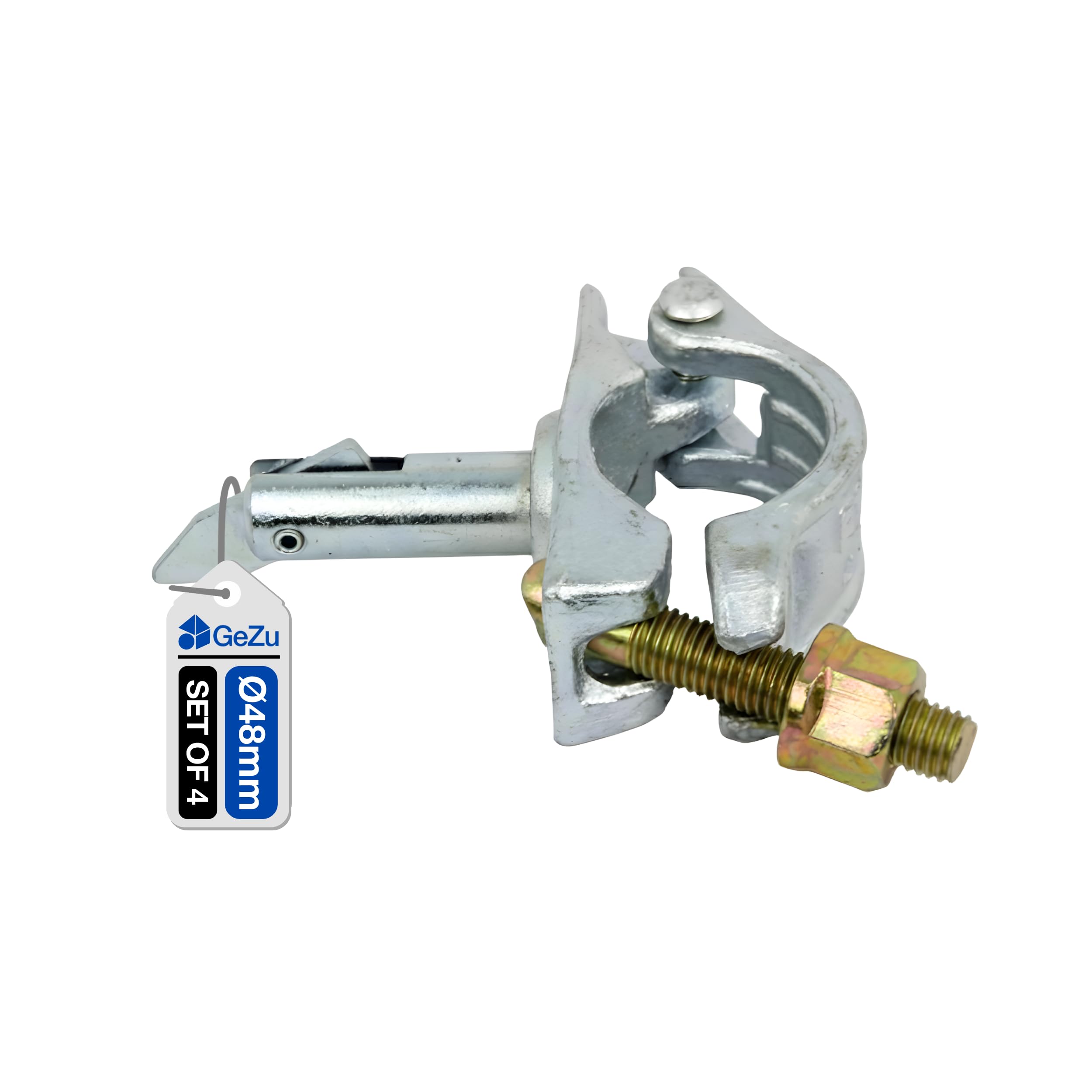 GeZu Impex Coupler with Bolt 48 x 48 mm Hot Dip Galvanised Set of 4 Clamp for Scaffolding Steel Pipe Construction Tubes Coupling