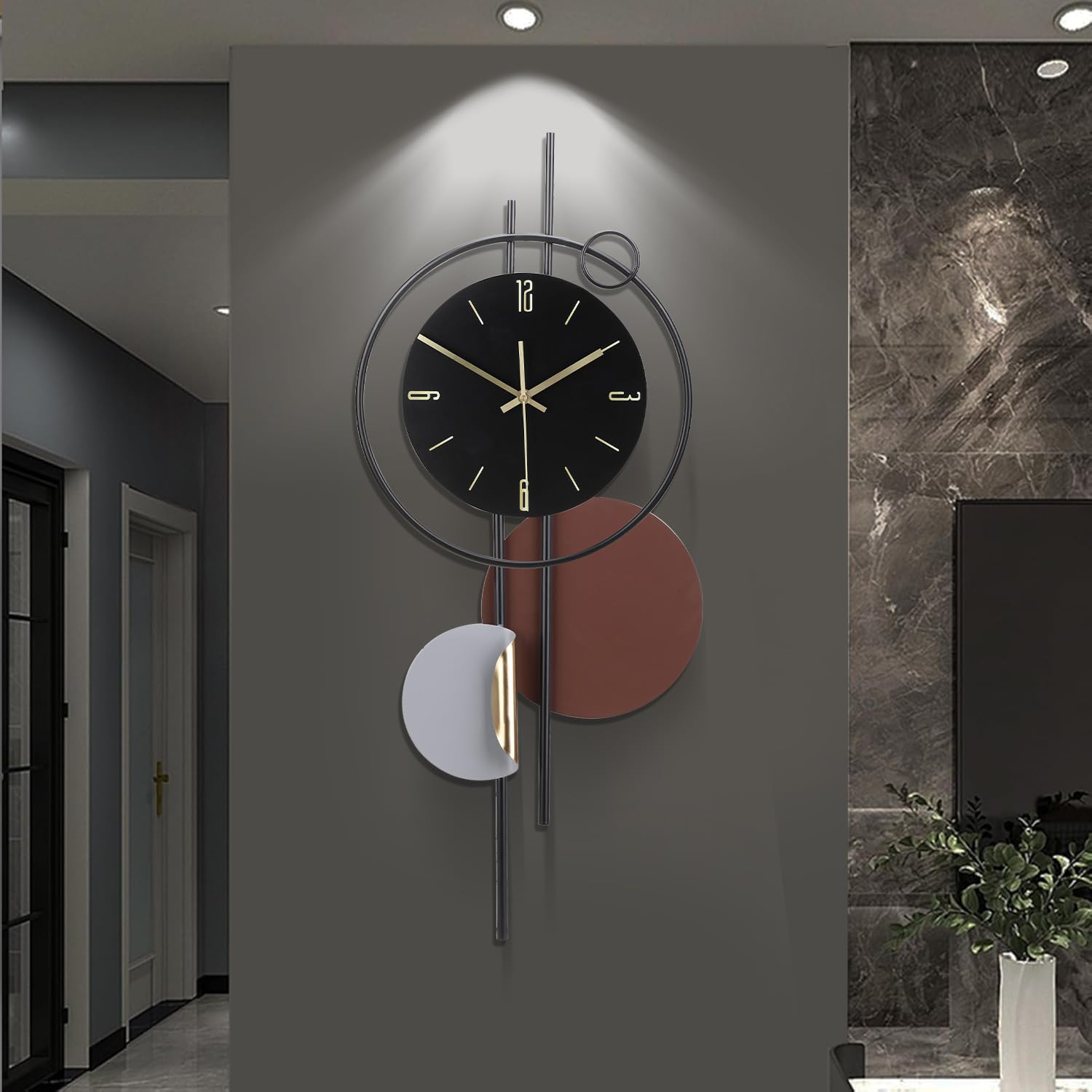 Horloge murale moderne MH6103-noir grand cadran pour cuisine
