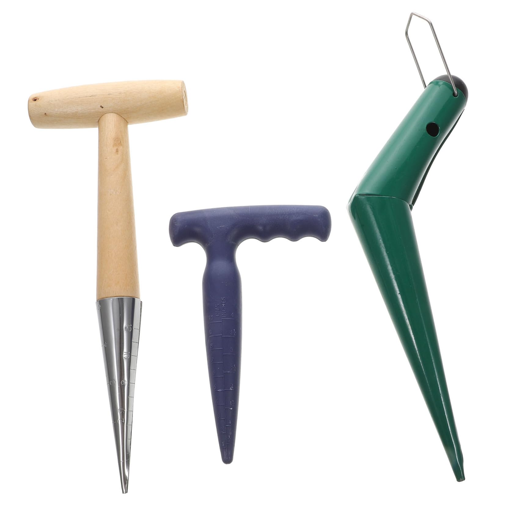 Piantabulbi da Giardino Set 3 Pezzi in Acciaio Inox | Semina e Trapianto nel Terreno, Design Ergonomico, Abs e Legno, Uso Manuale Pratico