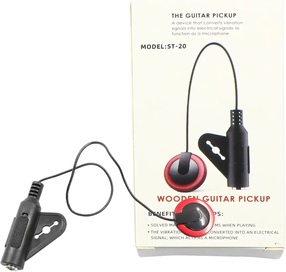 Jiozermi Captador piezo de microfone de contato, captador de violão, captador de microfone para violão, violino, viola, ukulele, violoncelo, banjo (vermelho)