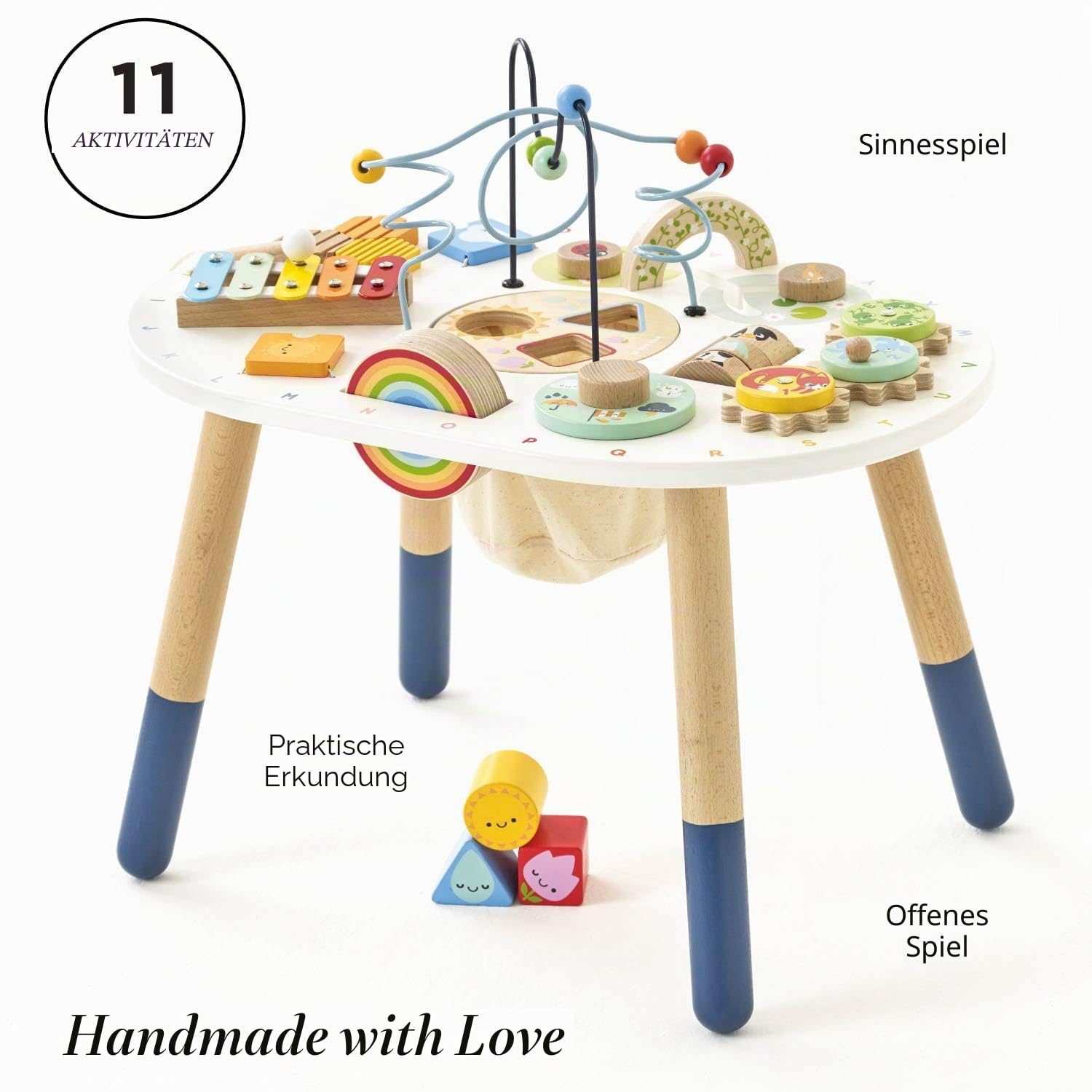 Le Toy Van - PL137 - Multiaktivitätstisch für Kinder, geeignet ab 18 Monaten, Montessori-Multispieltisch, ökologisches Spiel, Sinnesspiele, 12 Aktivitäten, aus FSC-zertifiziertem Holz, Petilou