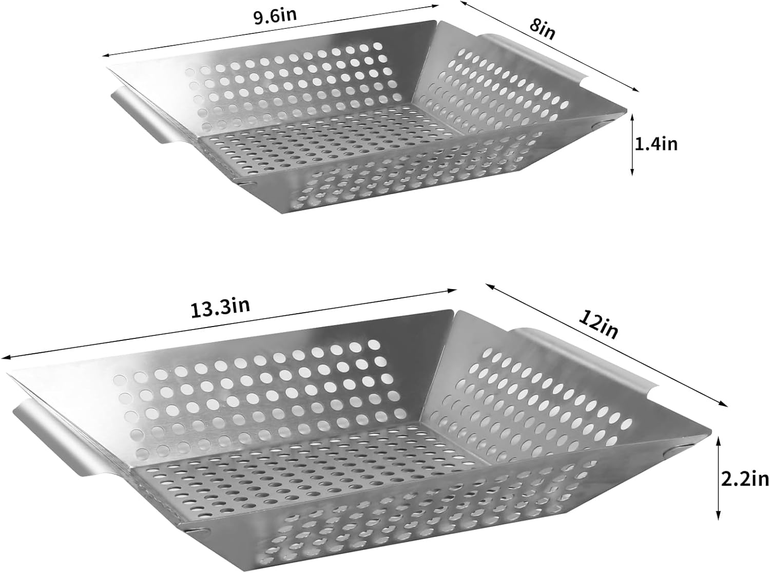 Vegetable Grill Basket for Outdoor Grill - Extra Large, Heavy-Duty Stainless Steel Veggie Grilling Basket with Handles (3Pack)