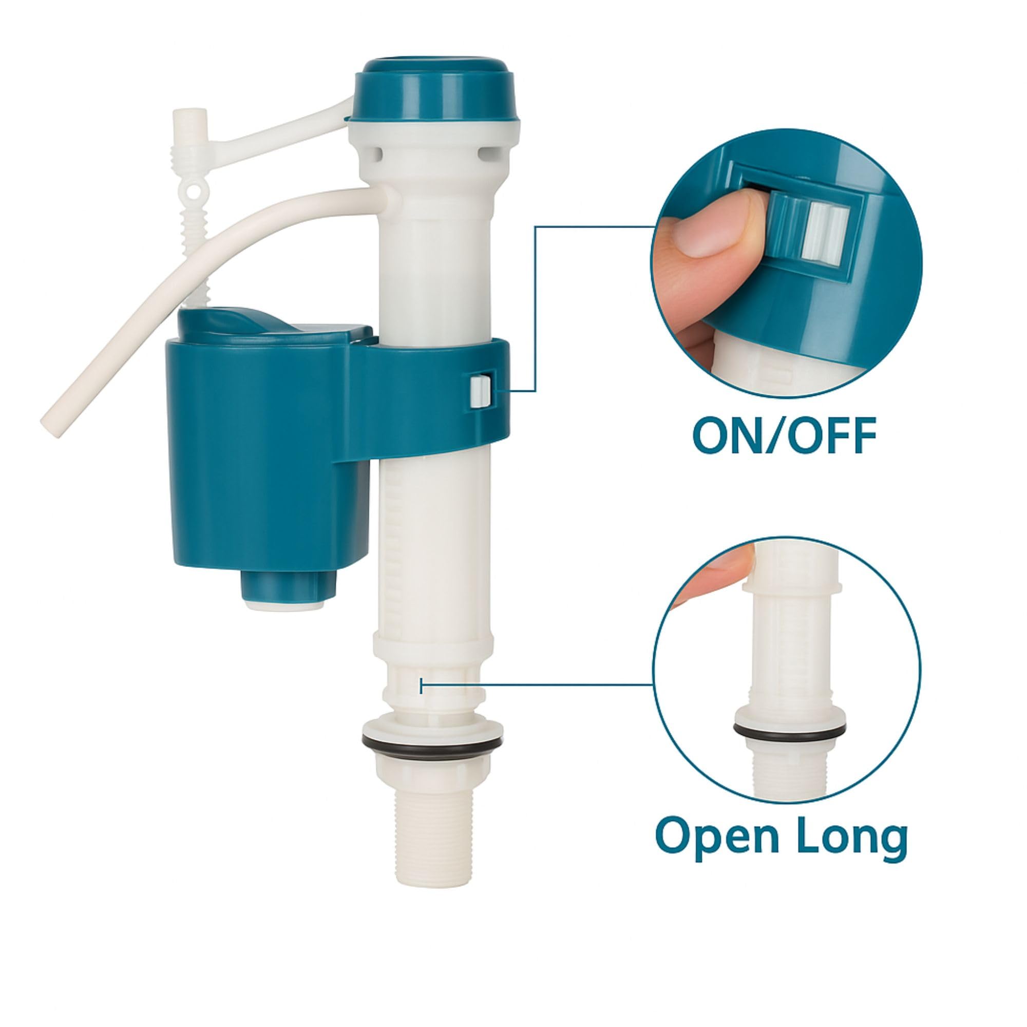 Prem's Big High-Pressure Anti-Siphon Ball Cock Fill Valve, Adjustable 7-11" Fit, Anti-Siphon Backflow Protection, Universal for One- & Two-Piece Toilets, White 2