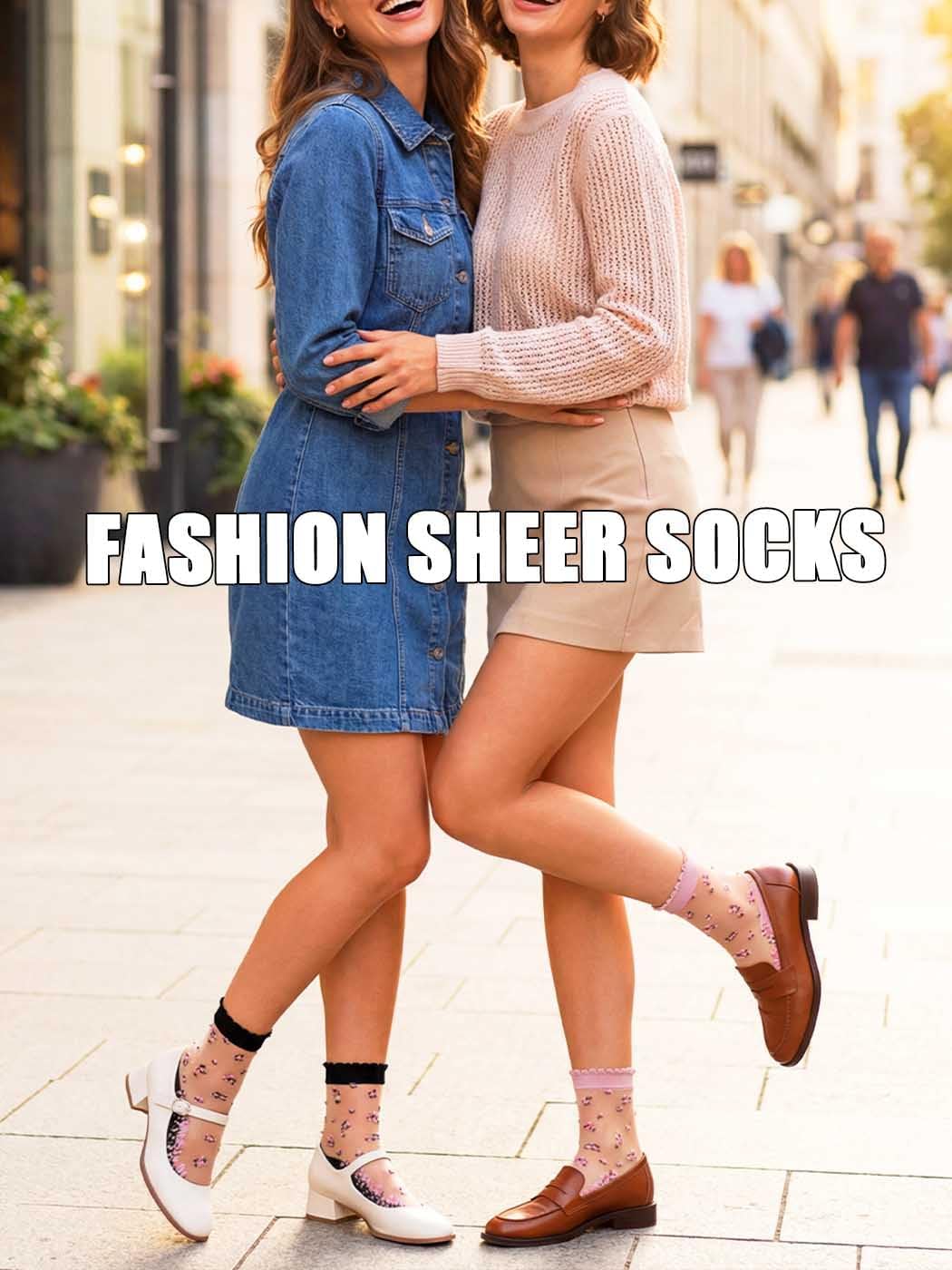 Campsis Sheer Socks Floral Sheer Ankle Socks Lace Transparent Socks for Women(5 Pairs)