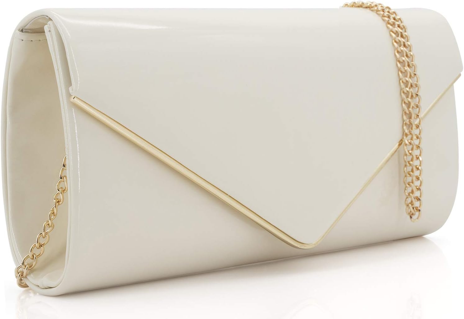 Dexmay Envelope Clutch Purse for Women Shiny Patent Leather Foldover Evening Bag Formal Handbag - Image 3