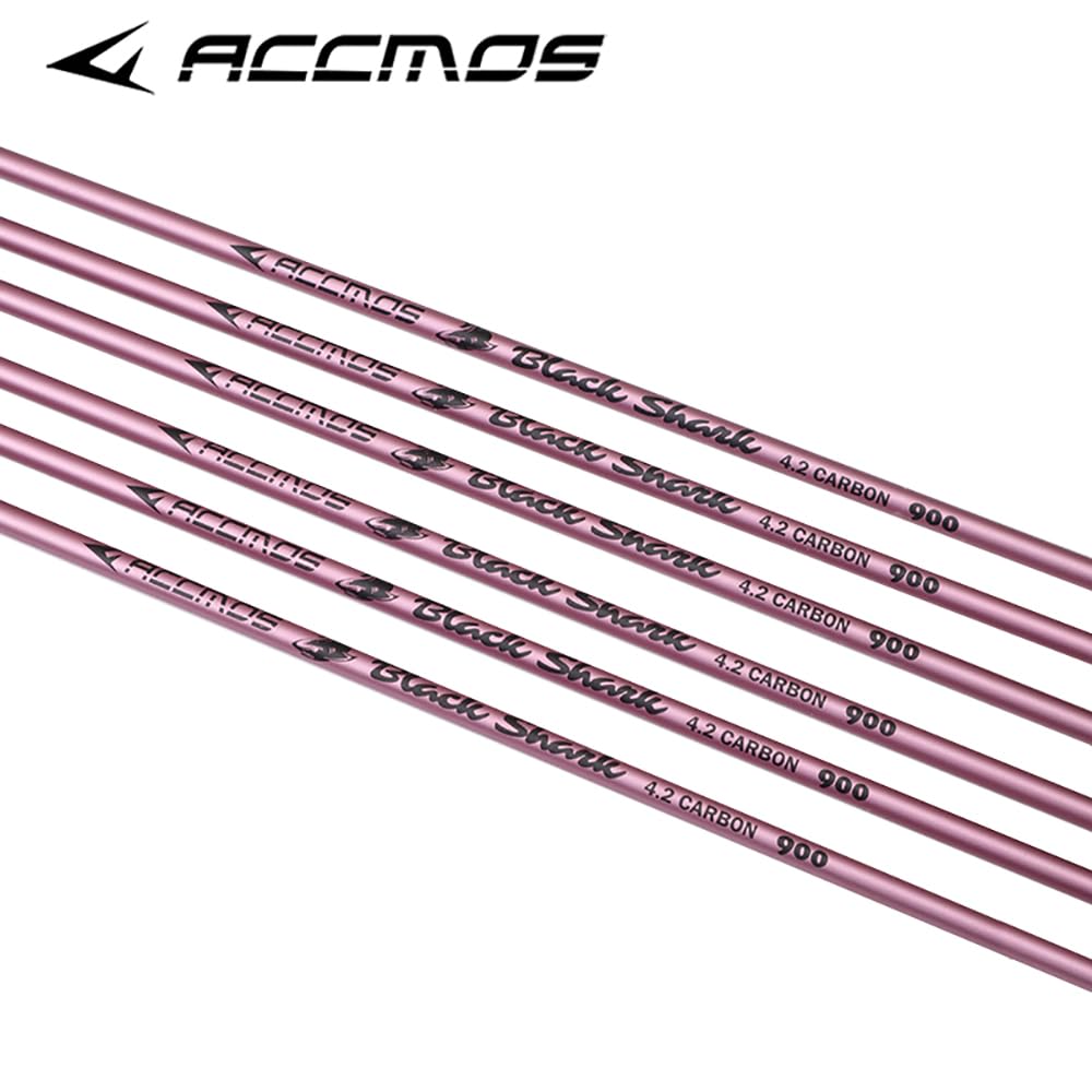 ACCMOS 6 Stück Hellviolette Feder Pfeile ID 4,2 mm Spine 1000 Jagdpfeil 28 Zoll Carbonpfeil, für Bogen & Pfeil Schießen (Spine 1000, 28inch)