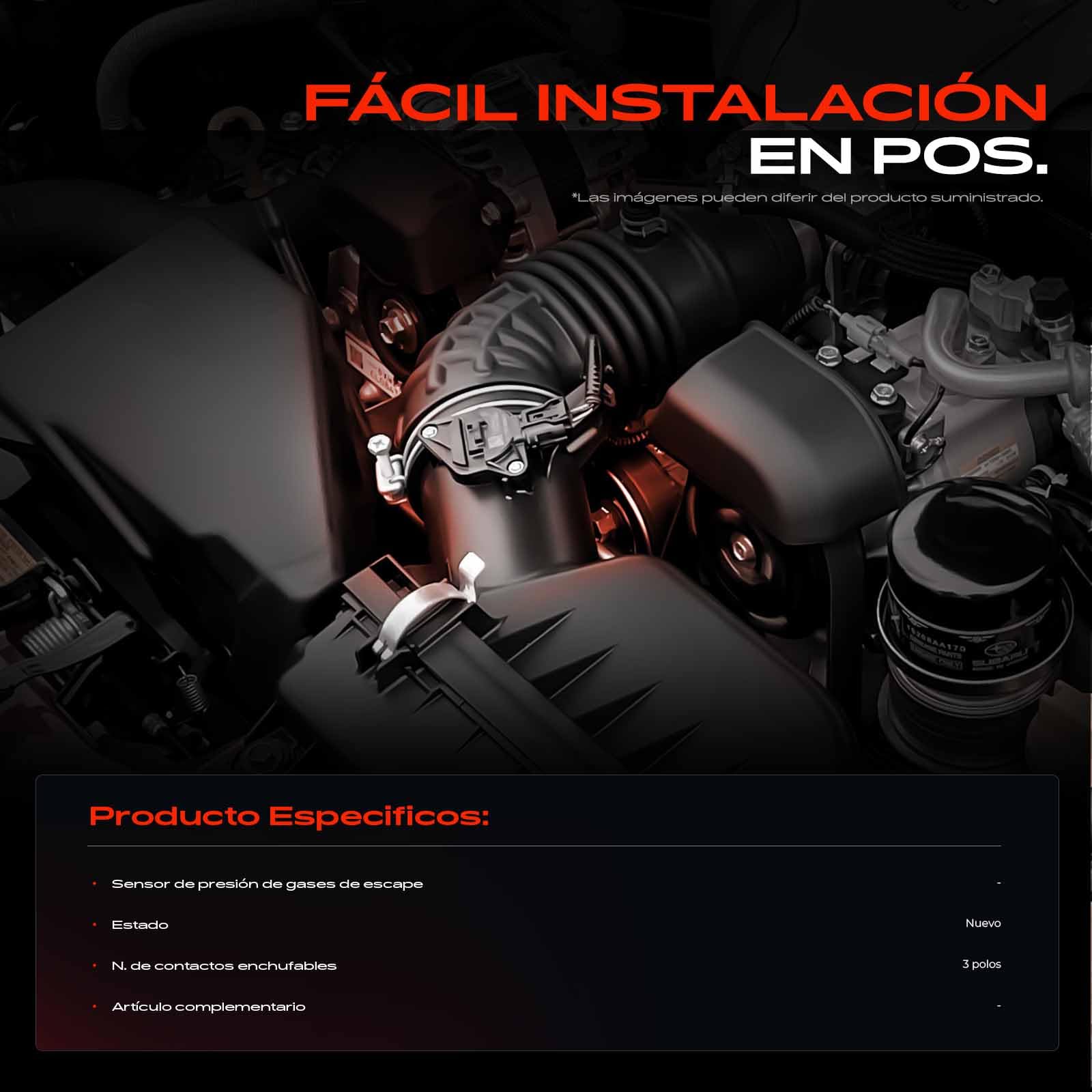 Sensor de presión de escape para Clase A B Citan Interstar Juke Note NV200 NV400 Primastar Pulsar Qashqai X-Trail Movano Vivaro Clio Fluence Master M.e.g.a.n.e 2002 hasta la actualidad 22771JG70A
