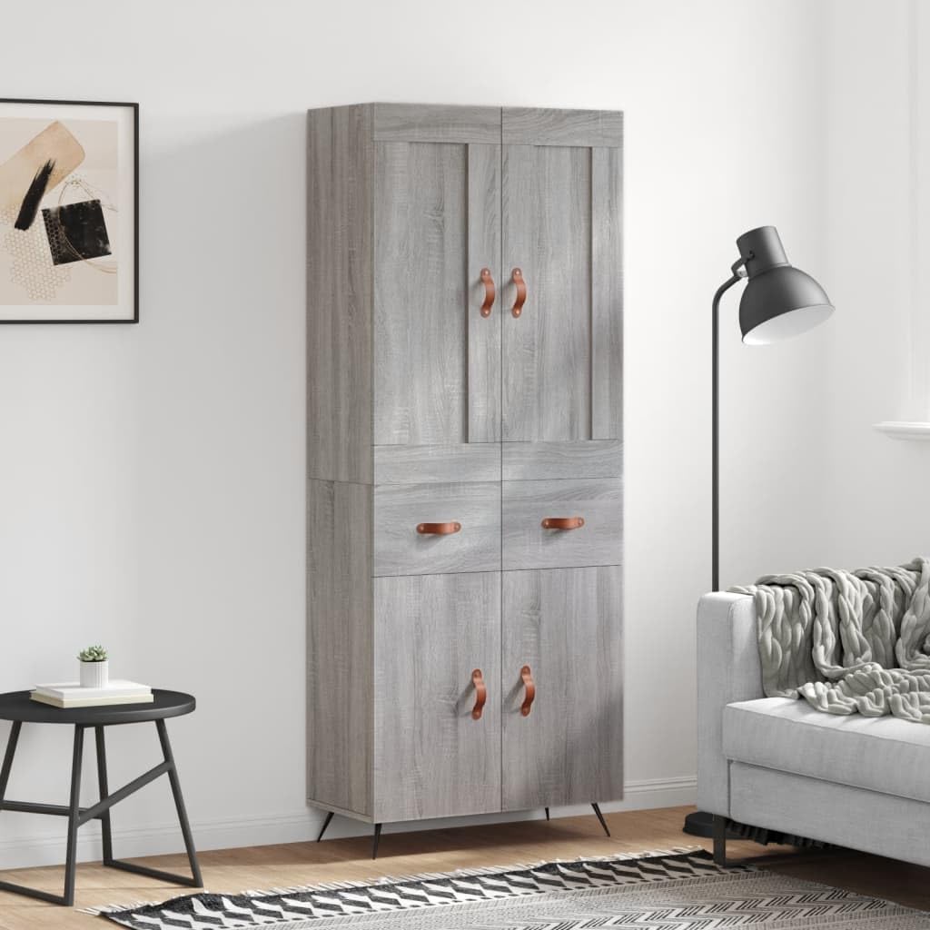 Tabla elevadora Sonoma gris 69,5 x 34 x 180 cm, material de madera con patas de metal y parte superior de aparador, diseño moderno y durabilidad para salón, cocina, pasillo