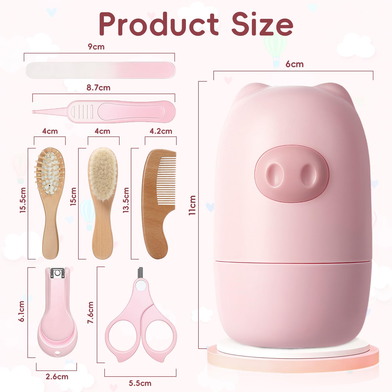 HAGOT 7 in 1 Baby Nail Clippers Set including Cute Case, Nail Clippers,Nail Scissors, Nail File, Tweezers - Image 2