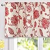 Driftaway freda jacobean floral linen blend blackout thermal insulated energy saving privacy window linen curtain valance rod pocket 2 layers single 52 inch by 24 inch plus 2 inch header red beige  urban country home decor