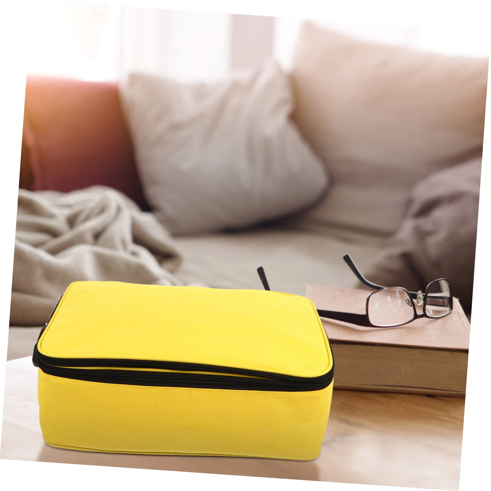 Holibanna 1pieza Gran Capacidad Estuche De con Cerradura para De Negocios Organizador De Tarjetas y Accesorios Bolsa Multifuncional Amarilla con Doble