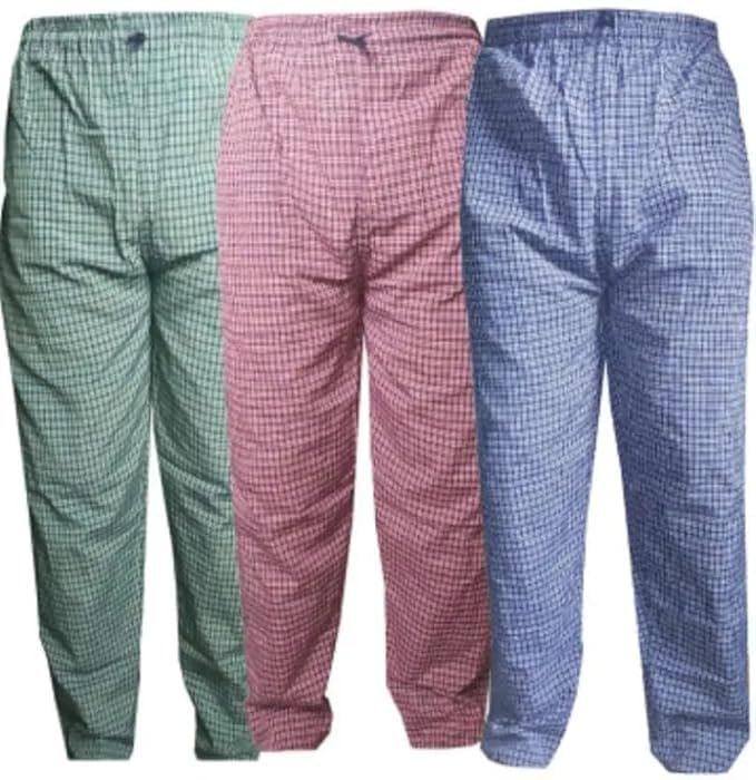 UrbanShorts Co. Men's Checkered Pyjama Pants, Elastic Waistband, Pack of 3, Green, Pink, Blue-image-6