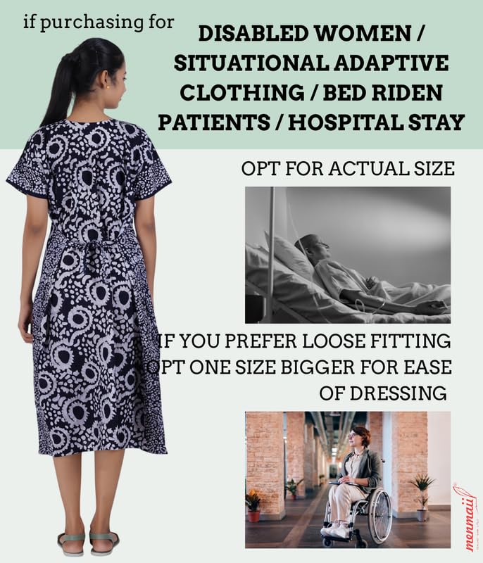 Image of MENMAII Women's [L-4XL] Full Open /Front Buttoned [a Kind of Adaptive Clothing] Multipurpose Nighty for Maternity /Pregnancy /Elderly /Patient /Feeding /Hospital Purpose Nighty Calf Length