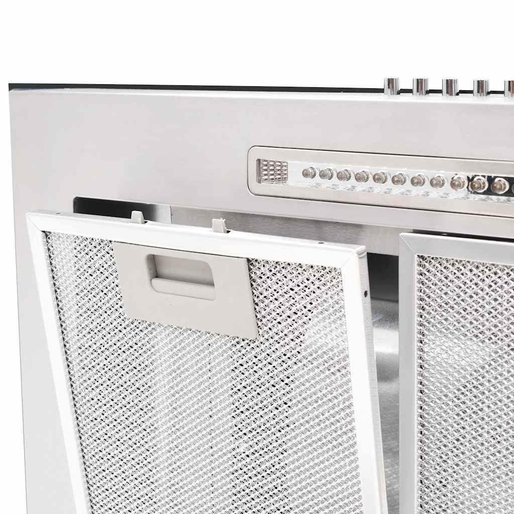 Okap kuchenny montowany na ścianie 90 cm ze stali nierdzewnej z hartowanym szkłem, wydajność powietrza 756 m³/h, oświetlenie LED, 3-stopniowe odsysanie, w zestawie filtr węglowy i aluminiowy